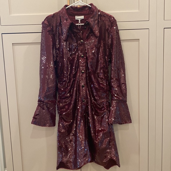 NWT GANNI Sequin shirt dress - Picture 4 of 5